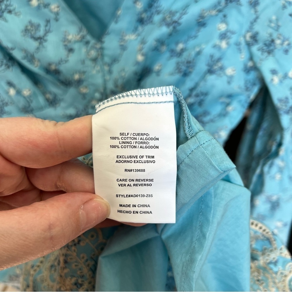 Anthropologie / A Collective Story Embroidered Balloon Sleeve Eyelet Dress XS - Picture 12 of 14